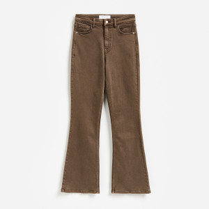 Jeansy flare z krótszą nogawką - 44 - dark grey jeans - damska - Reserved - 271KS-89J