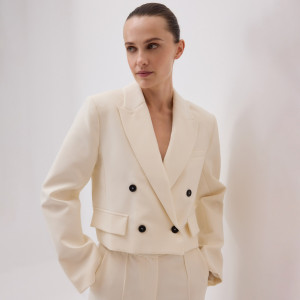 Krótka marynarka - L - złamana biel - damska - Reserved - 272FT-01X