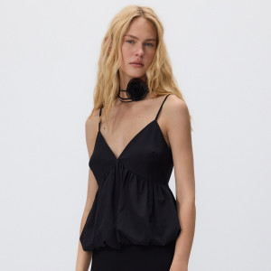 Top typu bombka - M - czarny - damska - Reserved - 272GC-99X