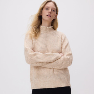 Sweter z metalizowaną nicią - L - kremowy - damska - Reserved - 273HI-02M