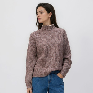 Sweter z metalizowaną nicią - XL - jasnofioletowy - damska - Reserved - 273HI-34M