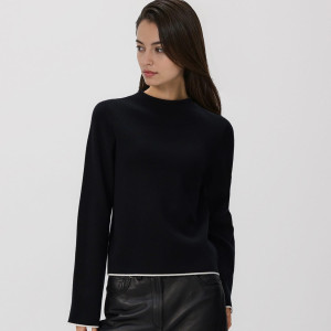 Sweter z kontrastową lamówką - XXL - czarny - damska - Reserved - 274GV-99X