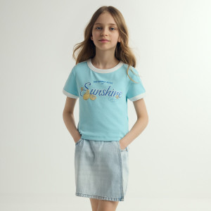 Jeansowe szorty imitujące spódnicę - 116 (5-6 lat) - niebieski - dziewczynki - Reserved - 275HN-05J