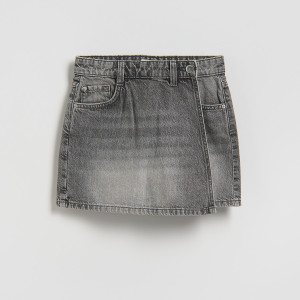 Jeansowe szorty imitujące spódnicę - 116 (5-6 lat) - jasnoszary - dziewczynki - Reserved - 275HN-09J