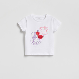T-shirt Świnka Peppa - 98 (2-3 lata) - biały - dziewczynki - Reserved - 275HU-00X