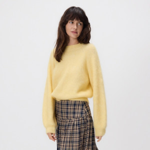 Sweter z moherem - L - jasnożółty - damska - Reserved - 278HM-10X