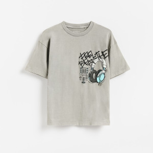 Bawełniany t-shirt - 170 (13-14 lat) - ciemnoszary - chłopcy - Reserved - 279JV-90X