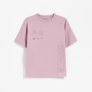 Bawełniany t-shirt z aplikacją - 164 (13 lat) - jasnofioletowy - chłopcy - Reserved - 280JV-34X