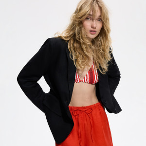 Marynarka z lnem - XS - czarny - damska - Reserved - 282KZ-99X