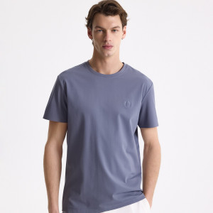 T-shirt slim z merceryzowaną bawełną - S - szary - męska - Reserved - 284FP-86X