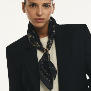 Apaszka z domieszką jedwabiu - ONE SIZE - czarny - damska - Reserved - 284ID-99X