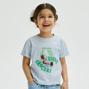 T-shirt z aplikacją - 104 (3-4 lata) - jasnoniebieski - dziewczynki - Reserved - 285HU-05X