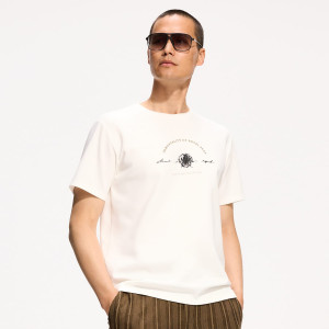 T-shirt regular z nadrukiem - XXL - złamana biel - męska - Reserved - 286FP-01X