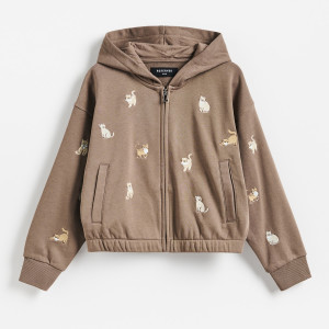 Bluza z kapturem - 158 (12 lat) - beżowy - dziewczynki - Reserved - 287HN-80X