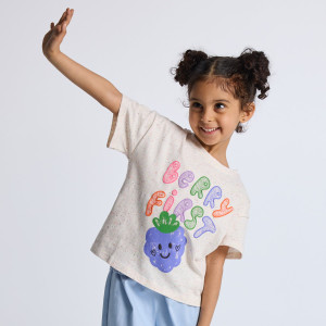 T-shirt z nadrukiem - 104 (3-4 lata) - złamana biel - dziewczynki - Reserved - 287HU-01X