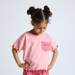 T-shirt z aplikacją - 116 (5-6 lat) - różowy - dziewczynki - Reserved - 289HU-30X