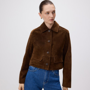 Skórzana marynarka - L - brązowy - damska - Reserved - 290GF-82X