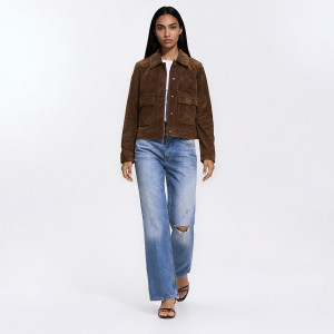 Jeansy straight fit z przetarciami - 34 - niebieski - damska - Reserved - 290KS-55J