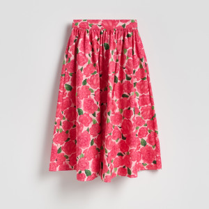 Spódnica midi w kwiaty - L - różowy - damska - Reserved - 293KK-30P