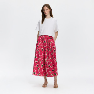 Spódnica midi w kwiaty - L - różowy - damska - Reserved - 293KK-30P