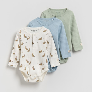 Bawełniane body 3 pack - 62 (1-3 m.) - kremowy - chłopcy - Reserved - 296HV-02X