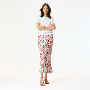 Spódnica midi w kwiaty - L - wielobarwny - damska - Reserved - 296KK-MLC