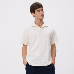 Strukturalne polo comfort fit - XL - złamana biel - męska - Reserved - 297EF-01X