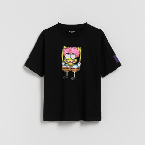 T-shirt SpongeBob - 128 (7-8 lat) - czarny - chłopcy - Reserved - 297GS-99X