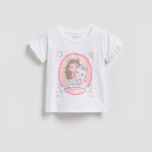 T-shirt Koci Domek Gabi - 80 (9-12 m.) - złamana biel - dziewczynki - Reserved - 297HU-01X