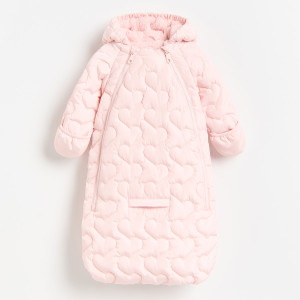Ocieplany śpiworek - 80 (9-12 m.) - pastelowy róż - dziewczynki - Reserved - 297KO-03X