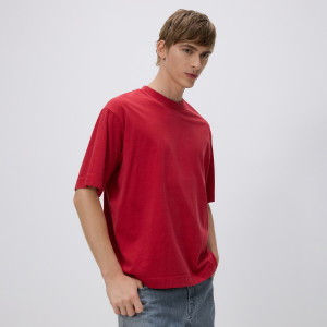 T-shirt boxy - S - czerwony - męska - Reserved - 298FP-33X