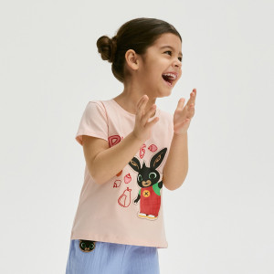 Bawełniany t-shirt Bing - 104 (3-4 lata) - pastelowy róż - dziewczynki - Reserved - 299HU-03X