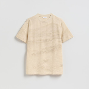 Strukturalny t-shirt regular - S - warm olive - męska - Reserved - 300FP-19X