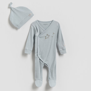 Pajacyk z czapką - 80 (9-12 m.) - jasnoniebieski - chłopcy - Reserved - 300HV-50X