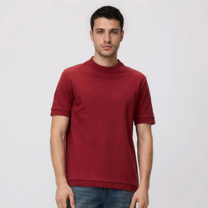 T-shirt regular ze strukturalnej dzianiny - S - czerwony - męska - Reserved - 301FP-33X