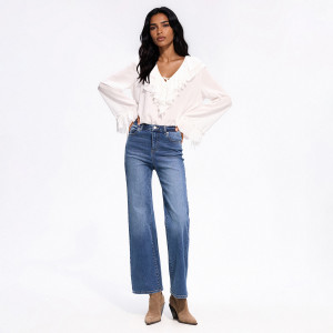 Jeansy flare comfort - 40 - niebieski - damska - Reserved - 301KS-55J