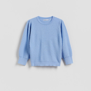 Sweter z bufiastym rękawem - L - jasnoniebieski - damska - Reserved - 302HI-05X