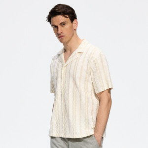 Strukturalna koszula regular fit - M - złamana biel - męska - Reserved - 304EF-01X