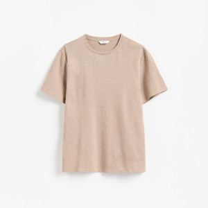 Melanżowy t-shirt regular - XXL - brązowy - męska - Reserved - 304FP-84M