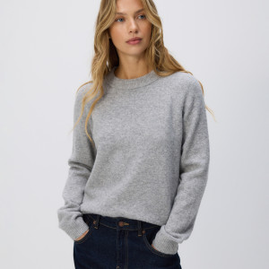 Sweter z domieszką wełny - XXL - jasnoszary - damska - Reserved - 304GP-09M