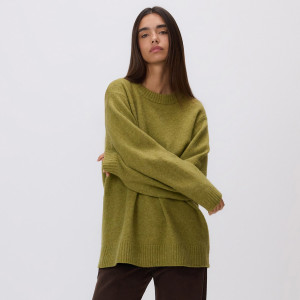 Gładki sweter - S - oliwkowy - damska - Reserved - 305GP-81X