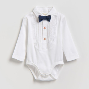 Eleganckie body z muchą - 68 (3-6 m.) - biały - chłopcy - Reserved - 305HV-00X