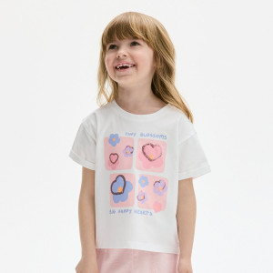 Bawełniany t-shirt z cekinami - 104 (3-4 lata) - biały - dziewczynki - Reserved - 308HU-00X