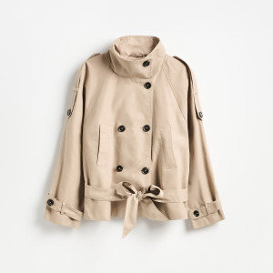 Krótki trencz - XXL - beżowy - damska - Reserved - 312KK-08X