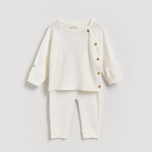 Bawełniany komplet - 62 (1-3 m.) - złamana biel - chłopcy - Reserved - 315HV-01X