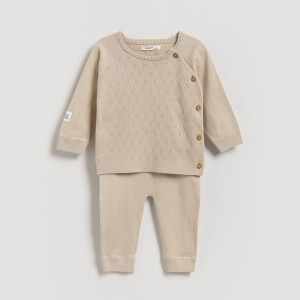 Bawełniany komplet - 62 (1-3 m.) - kremowy - chłopcy - Reserved - 315HV-02X