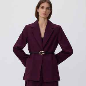 Marynarka z ozdobnym paskiem - XS - mahoniowy - damska - Reserved - 316GF-93X