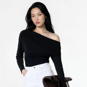 Bluzka z modalem - L - czarny - damska - Reserved - 321HT-99X