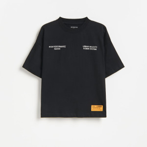 T-shirt z nadrukiem - 116 (5-6 lat) - czarny - chłopcy - Reserved - 321JV-99X