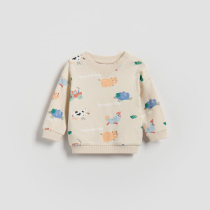 Bawełniana bluza - 62 (1-3 m.) - kremowy - chłopcy - Reserved - 323HV-02X